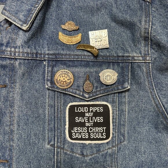 VTG Harley Davidson Denim Button Up Trucker Jacket Mens XL Blue V Twin Power - Picture 5 of 13